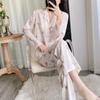 2026 Spring Cartoon Print Chiffon Pajama Set for Women, Cardigan Long Sleeve & Long Pants Home Wear Set