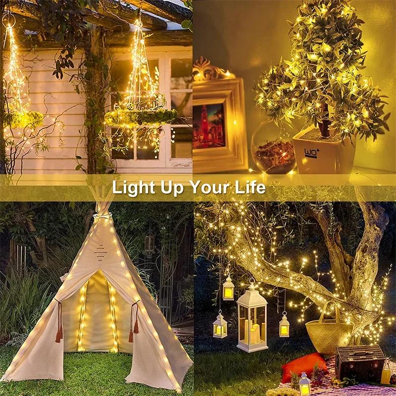 32M LED Solar String Fairy Lights Outdoor Path Garlands Lamp Patio Waterproof Christmas Wedding Garden Street Lights