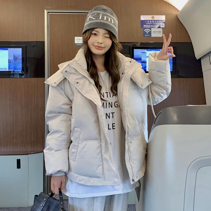 Women's Short Hooded Cotton Jacket - Korean Style Design, Thickened