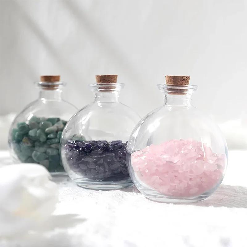 Dekorative Glasflaschen mit Korkstopfen, Runde Glasbehälter für Aromatherapie, Flaschen für Treibgut - Aufbewahrungsbehälter Gläser