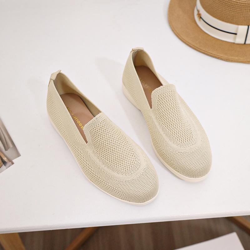 

Повседневная обувь женская модная тенденция одна педаль вязаные дышащие лоферы ленивые туфли-бини 40