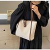 Trendy New Product Casual Simple Contrasting Color Woven Tote Bag Women's Commuting Small Fresh Large Capacity Shoulder Bag