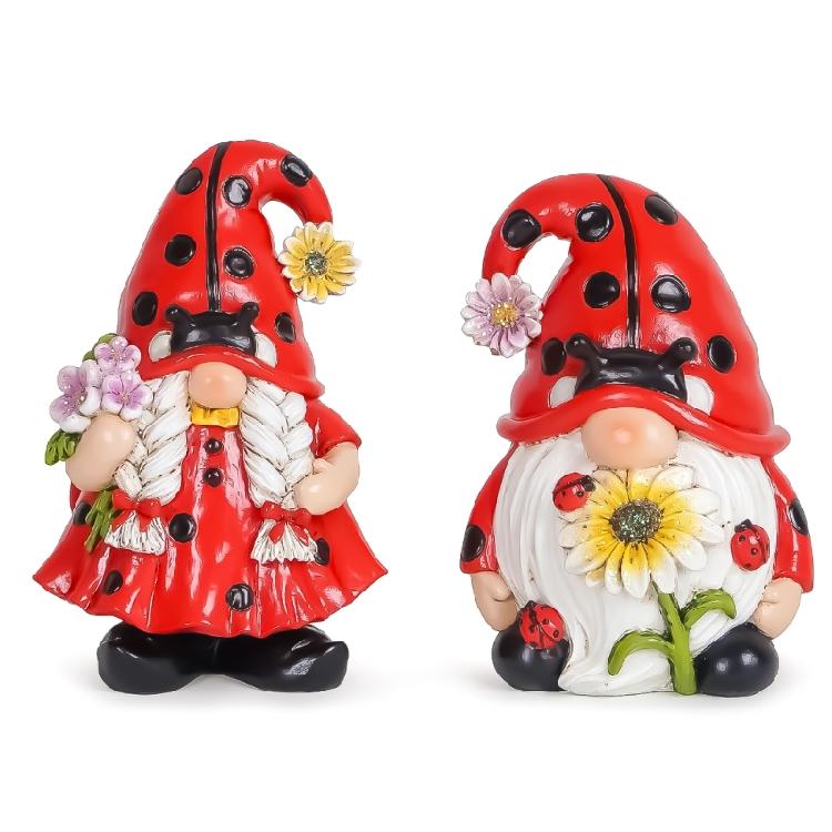 Spring Ladybugs Gnome Scandinavians Tomtes Nisse Swedish Dwarfs for Garden Shelf