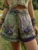 Pantaloncini Casual da Donna con Stampa Floreale Retrò Europei e Americani 2025