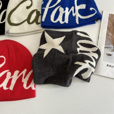 Street Letter Jacquard Double-sided Knitted Hat Men's and Women's Hip-hop Skateboard Ear Protection Pullover Hat Autumn and Winter Cold Hat