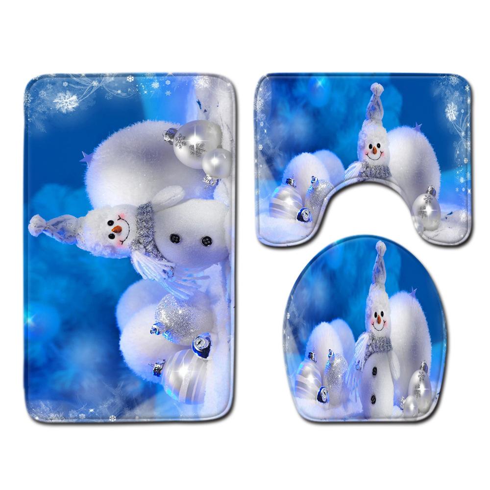 Christmas Bathroom Floor Mat Toilet Three-Piece Set