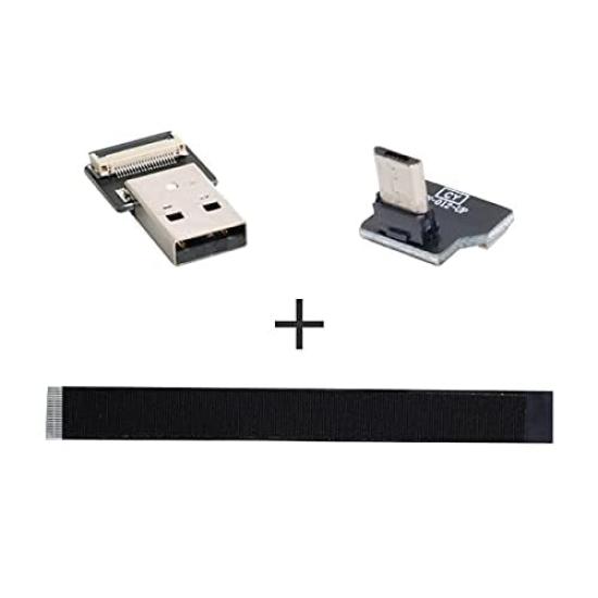 Cablecc 200CM Up Angled USB Male To Micro USB Male Data Flat Slim FPC Cable for Phones 2.0 Type-A 5-Pin FPV, Discs,