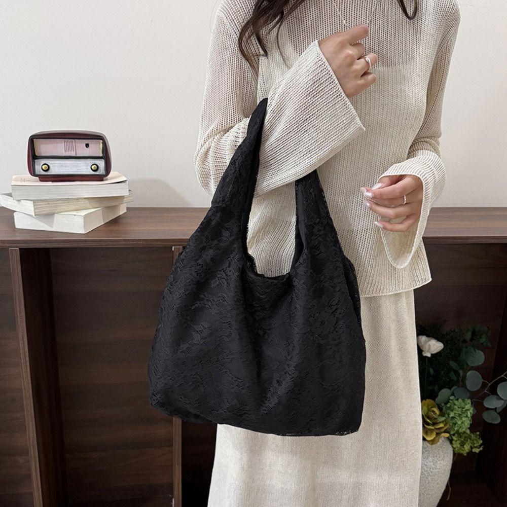 Handtasche Spitze Umhängetasche Leichte Blumen-Canvas-Tasche Tragbare Blumen-Tragetasche Täglich