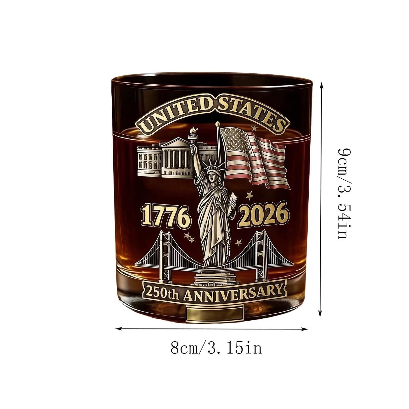 

Glassware Collectible Keepsake for July 4th & Independence Day Gifts 250th Anniversary Whiskey Glass Patriotic Engraved Tumbler as show