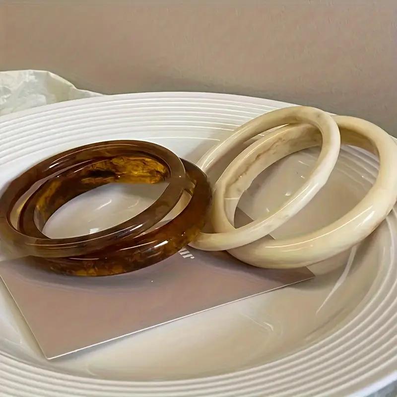 4pcs Set of Elegant Retro Bracelets - Fashionable and Simple Design, Women's Fashion Jewelry, Acrylic, No Plating or Inlaying, Suitable for Daily