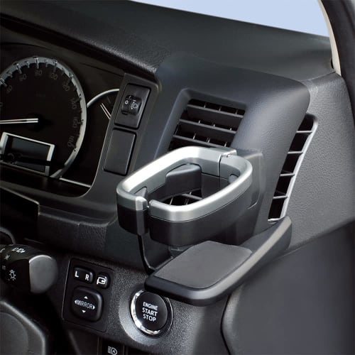 Tsuchiya Yac Car Model Specification Toyota 200 Series Hiace Air Conditioner Drink Holder for Driver Seat Black/Silver Length 18 X Width 15 X Height 2