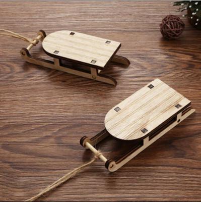 Wooden Christmas Sleigh Ornament: Holiday Craft Decoration and Hanging Pendant