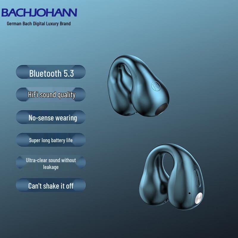 Bach Johann Q80 Noise-Cancelling Ear-Clip Bluetooth Earbuds