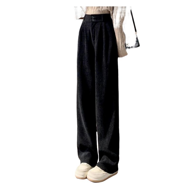 Spodnie damskie zimowe Plus aksamitne szerokie nogawki spodnie koreańskie modne swobodne spodnie damskie wysoki stan proste luźne spodnie damskie