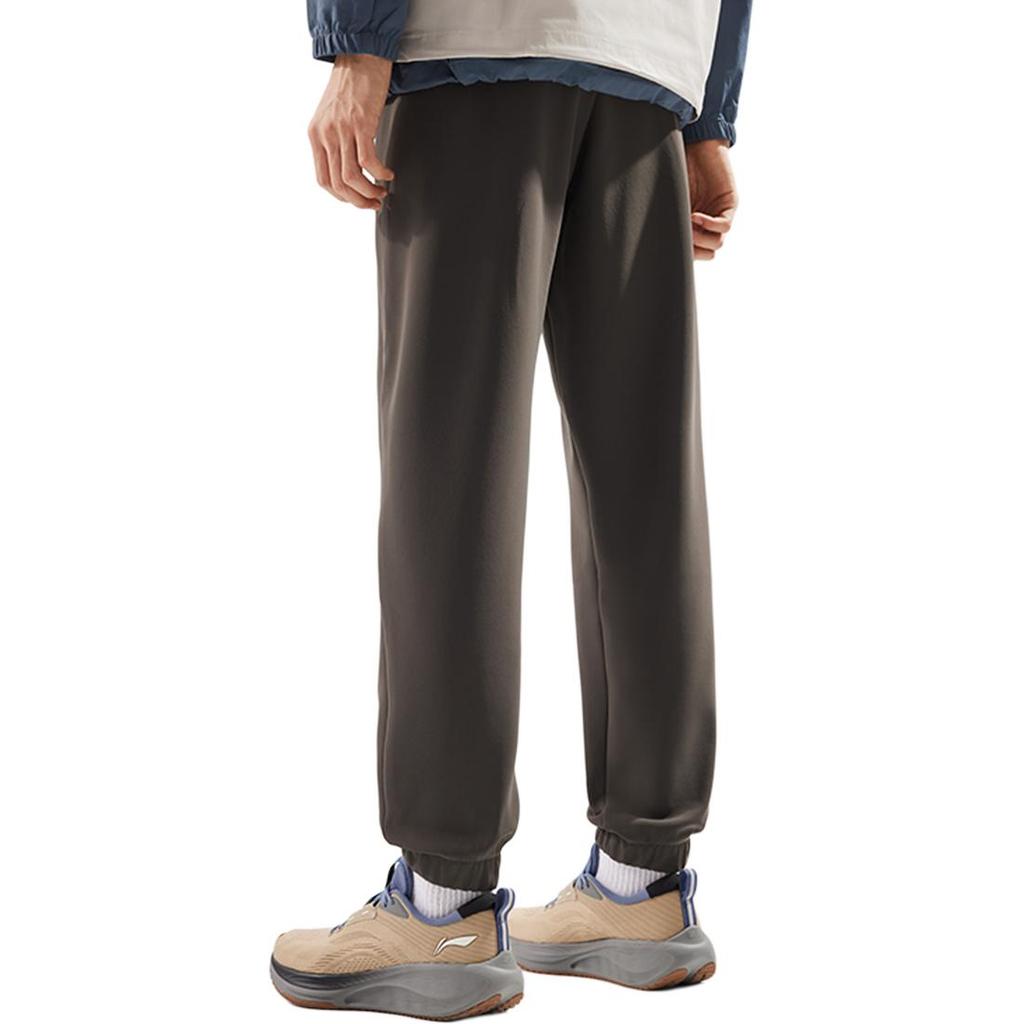 Li Ning Comfortable Casual Simple Fleece Cuffed Knitted Sports Pants Men Bottoms Dark-Gray AKLUB55-2