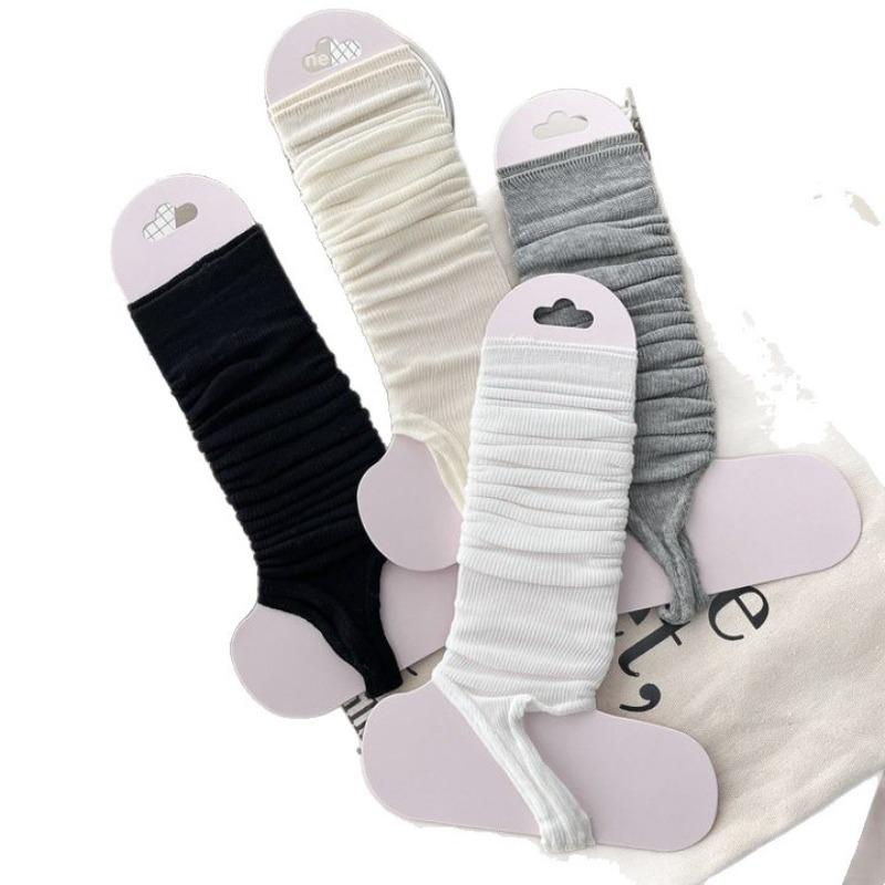 Foot Sock Set for Women in Summer, Lightweight, Breathable, Solid Color, Vertical Stripes, Slimming Effect, Versatile and Suitable for All Occasions.
