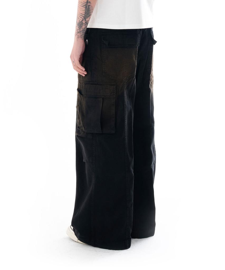 AAKAM Knee Pin-Tuck Wide Cargo Pants (Washed Black)