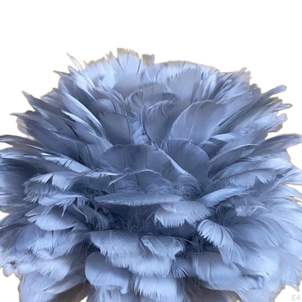 Feather Shade Table Lamp Modern Bedroom Bedside Desk Night Light Decor White