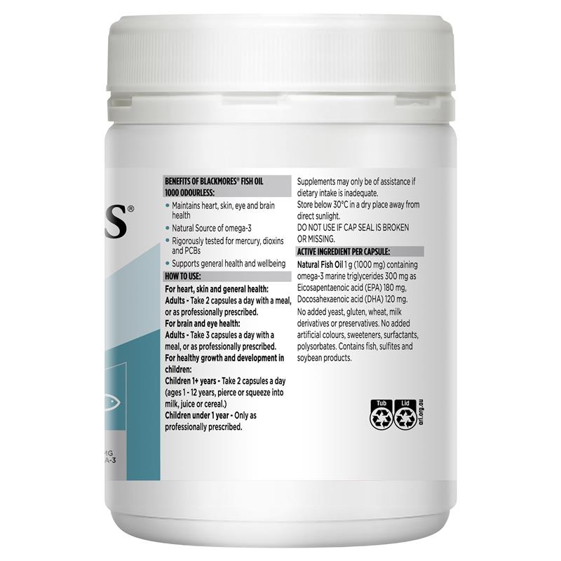 BLACKMORES Odourless Fish Oil 1000mg 500 Caps