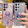 Applicable To Samsung S24plus Mobile Phone Case A05S Electroplated Transparent A15 Flower Diamond S23FE Protective Case