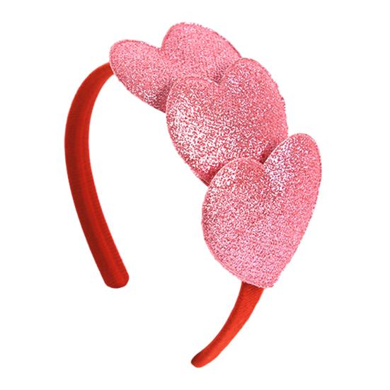 Tiara de Dia dos Namorados Glitter Vermelho Rosa Coração Faixa de Cabelo Brilhante Fofa Acessórios de Cabelo de Orelha para Dia dos Namorados Aniversário Festa de Casamento Fantasia