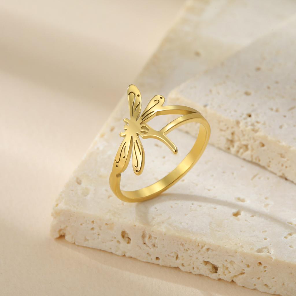 Stainless Steel Dragonfly Ring Party Birthday Gift Trendy New Arrival Simple Animal Jewelry Birthday Gift