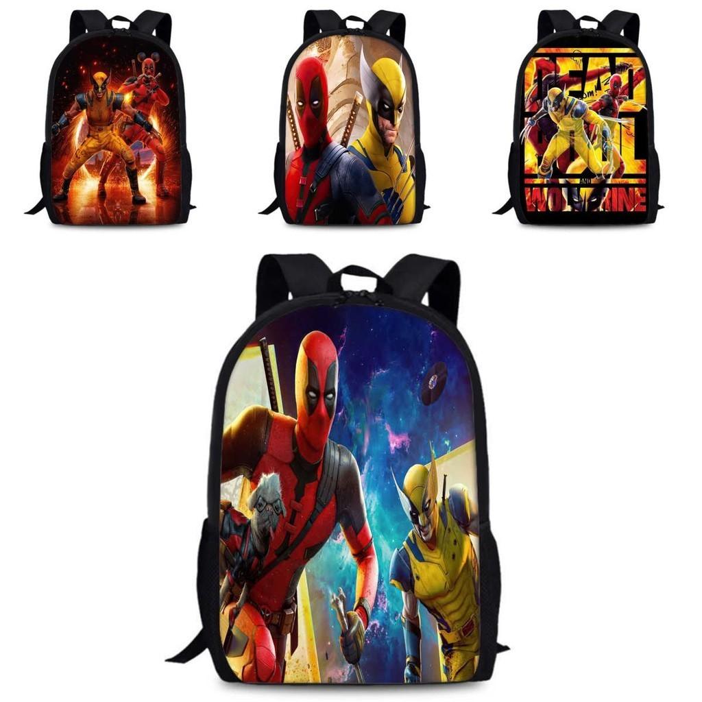 Deadpool Wolverine Backpack 15 Inch Anime Cartoon Lightweight Schoolbag