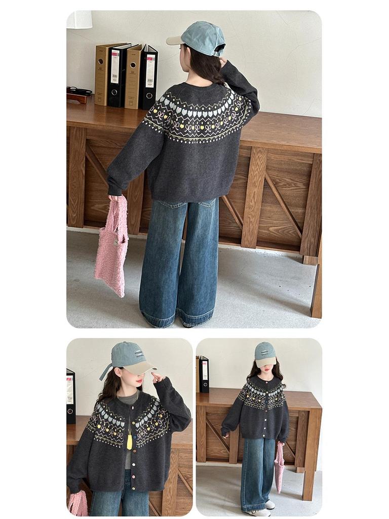 Strickjacke für Mädchen im koreanischen Stil: 2025 Herbst/Winter Mode Mantel für Kinder