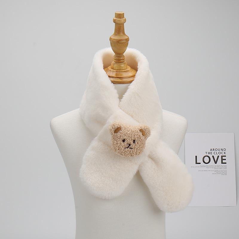 2025 Cartoon Faux Rabbit Fur Kids' Scarf: Plush Winter Neck Warmer for Boys & Girls