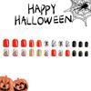 NonToxic Fake Nail Set Matte Orange Glitters Ghostly Stripes Designs Comfortable Plastic Nail Art For Sensitive Skin