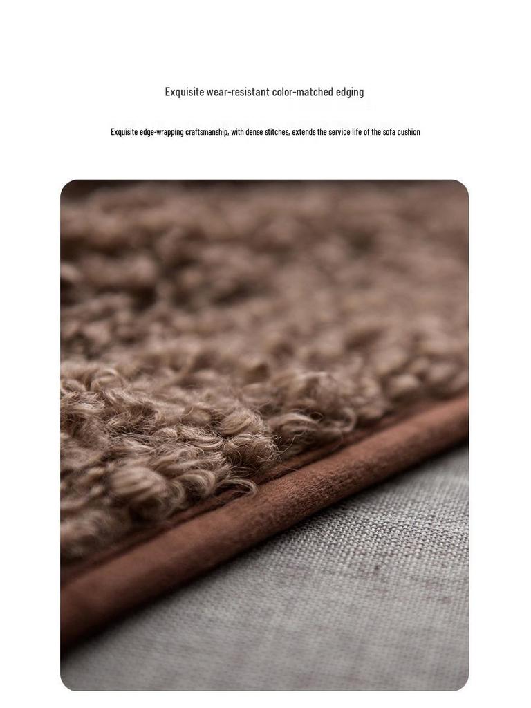 American Light Luxury Non-Slip Teddy Fleece Sofa Cushion | Thick Plush Universal Cover for Leather Sofas