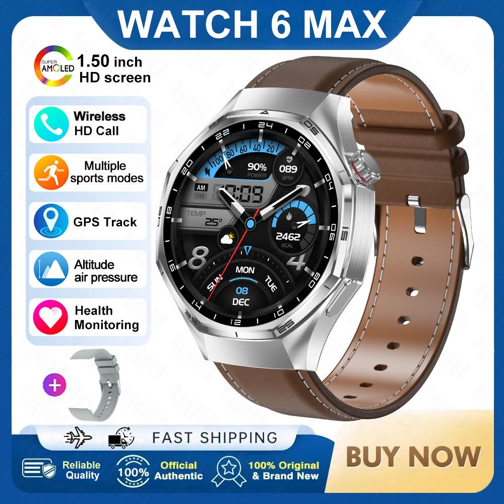 2026 New Watch 6 MAX Smart Watch GPS Track Altitude Pressure Heart Rate Blood Oxygen IP67 Waterproof BT Call Outdoor Smart Watch