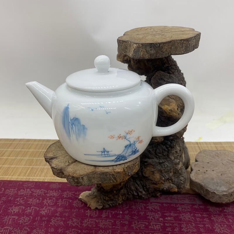 Tuopai Hand-Painted Suet Jade Porcelain Tea Set