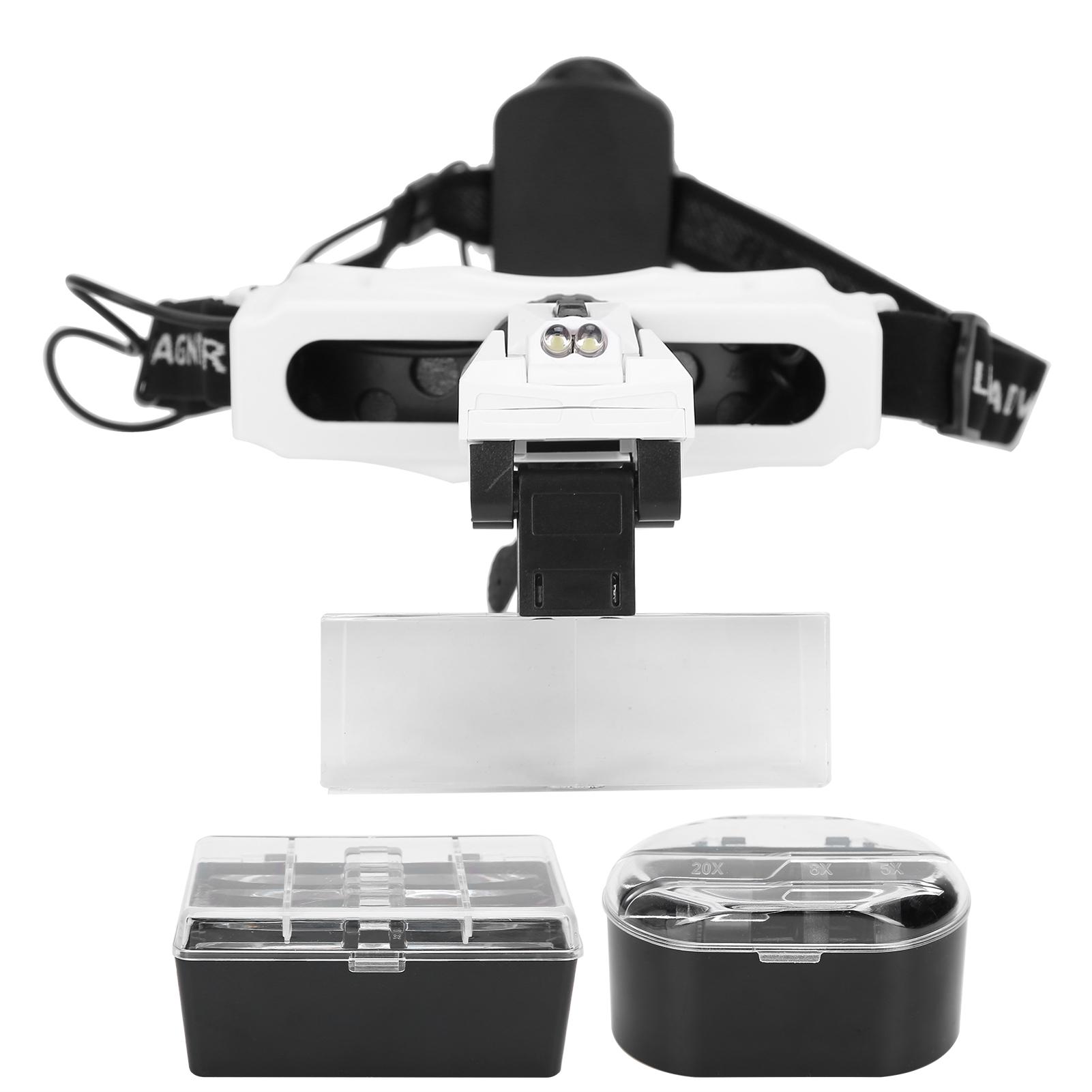 

Headband Magnifier LED Light HeadMounted Head Loupe for Reading Embroidery Tattoo