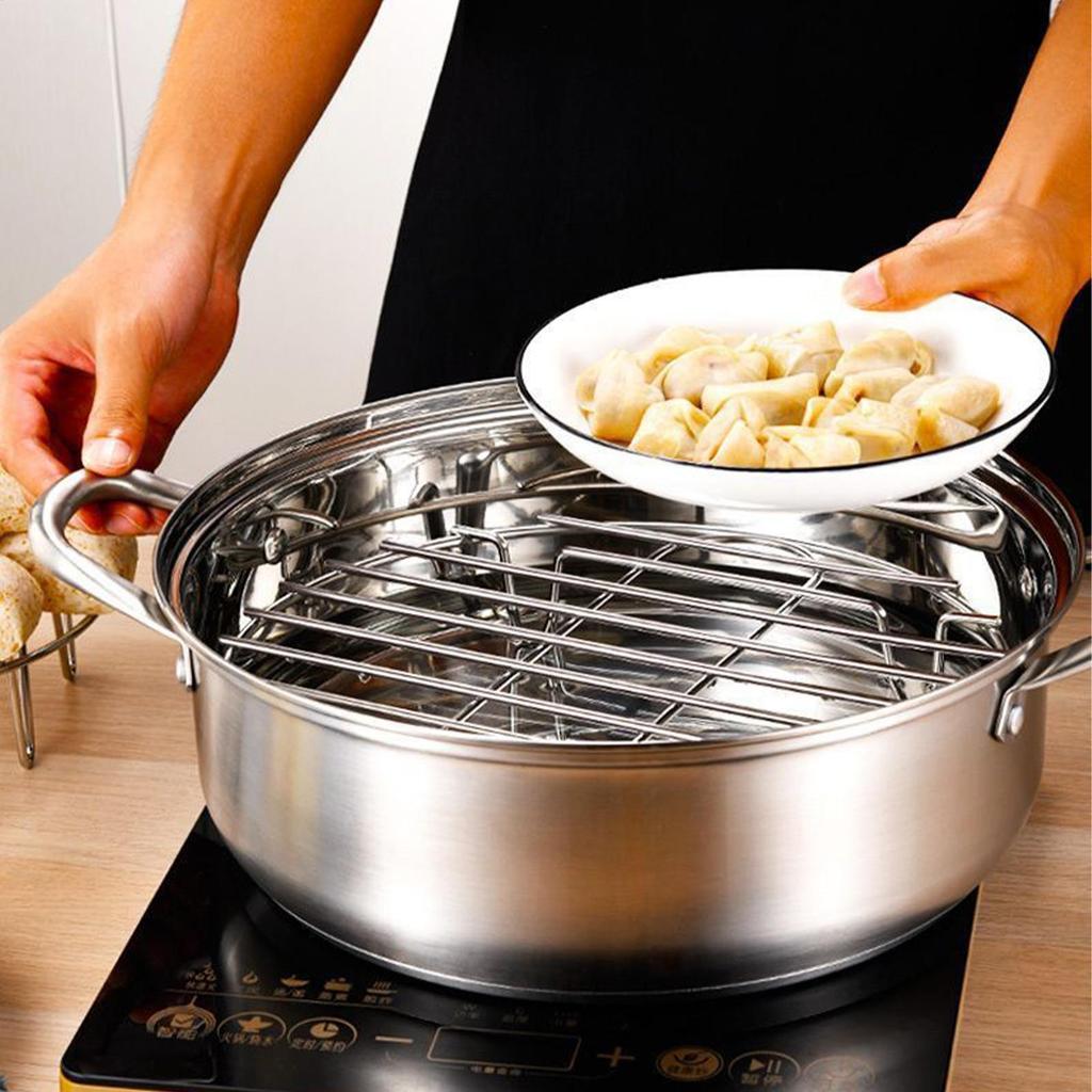 Runder Dämpfeinsatz Hitzebeständige Grillrost Edelstahl Antihaft-Grillrost Dämpfeinsatz zum Kochen Backen