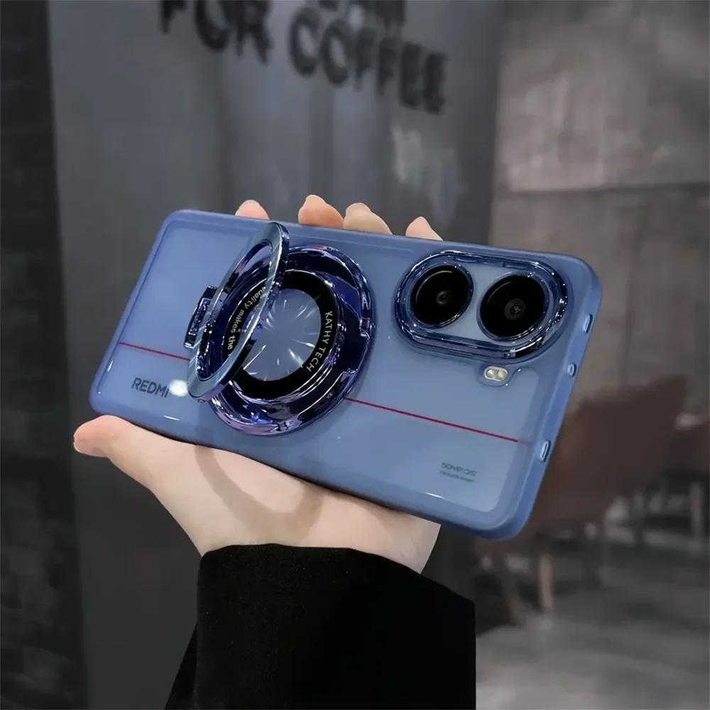 

Для POCO X7 Pro Чехол X7Pro Защитная пленка для объектива камеры Прозрачный мягкий чехол для Xiaomi POCOX7Pro Прозрачный силиконовый бампер Магнитная подставка Shell POCO X7 синий