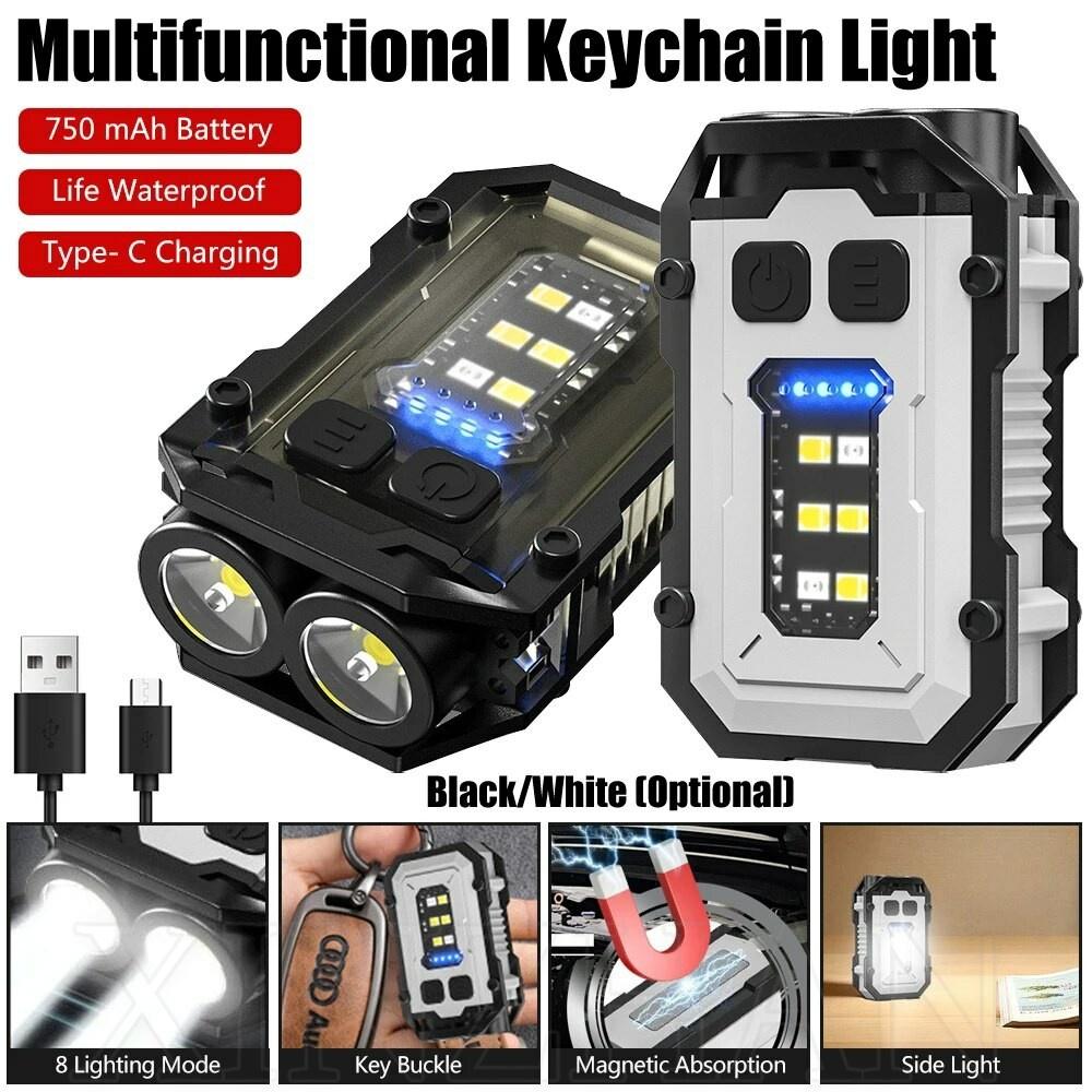 Magnetic COB Keychain Work Light - Ultra Bright, Hands-Free for Car Repair, Mechanics, Rechargeable,Sticks To Metal, Essential EDC,Emergency Tool