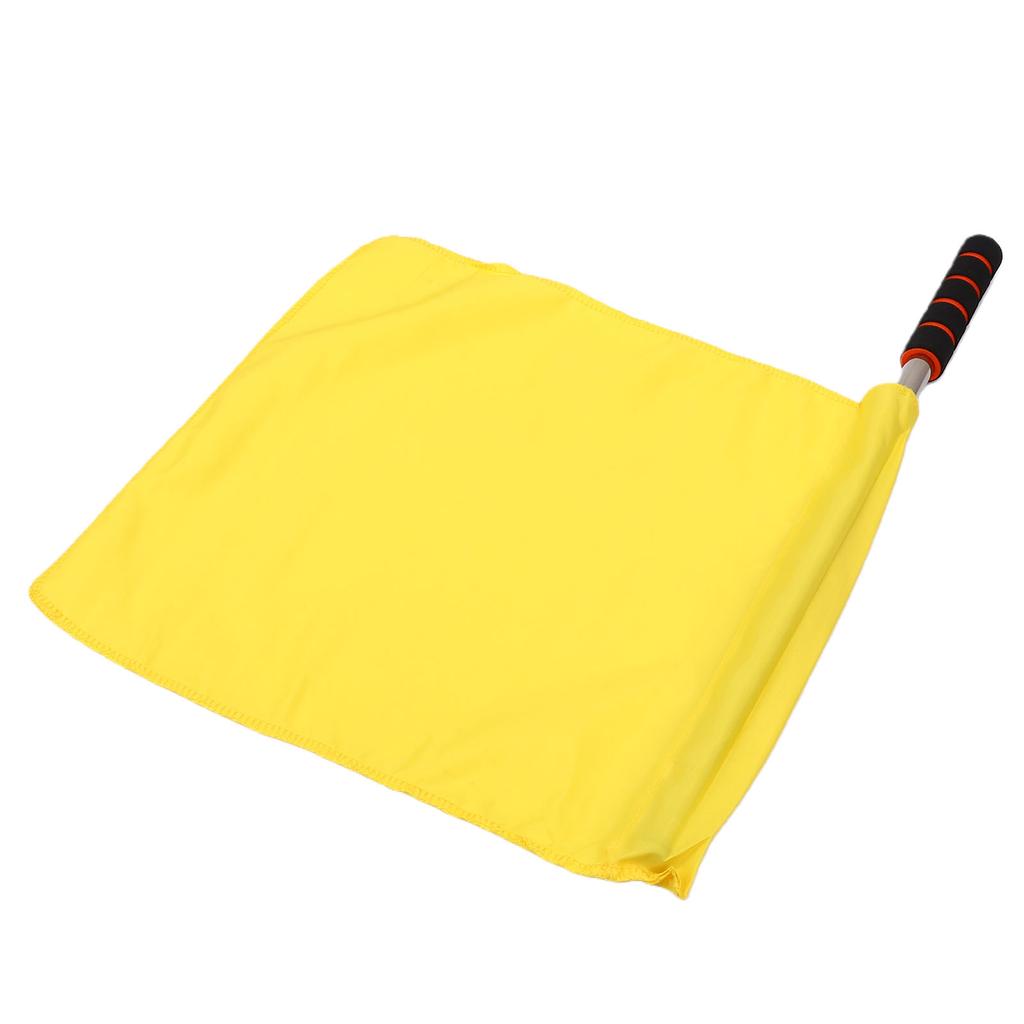 Sports Referee Flag Stainless Steel High Visibility Handheld Racing Signal Flag with Sponge Handle for Soccer
