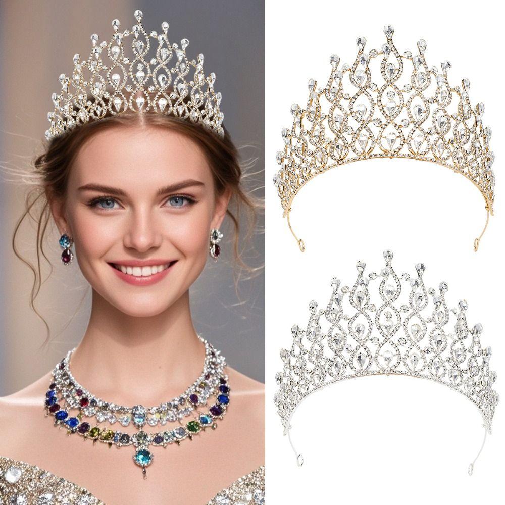 Luxus Zink Zinklegierung Prinzessinnenkrone Elegantes Strass Diadem Schöner Damen Haarreif Fotografie Requisiten