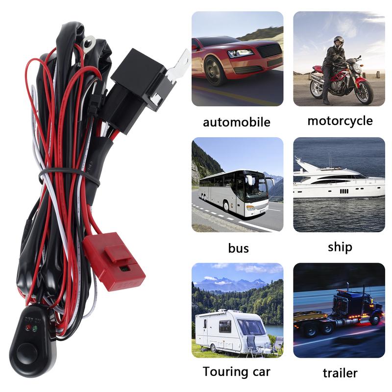 LED Light Bar Wiring Harness Kit 12V 40A Safe On Off Switch Power Relay Blade Fuse Professional Off Road LED Work Light