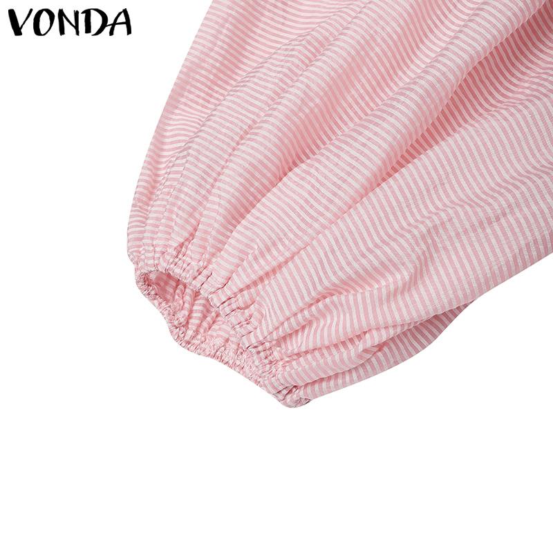 VONDA Abiti da donna alla moda, tinta unita, con scollo rotondo e volant, maniche lunghe