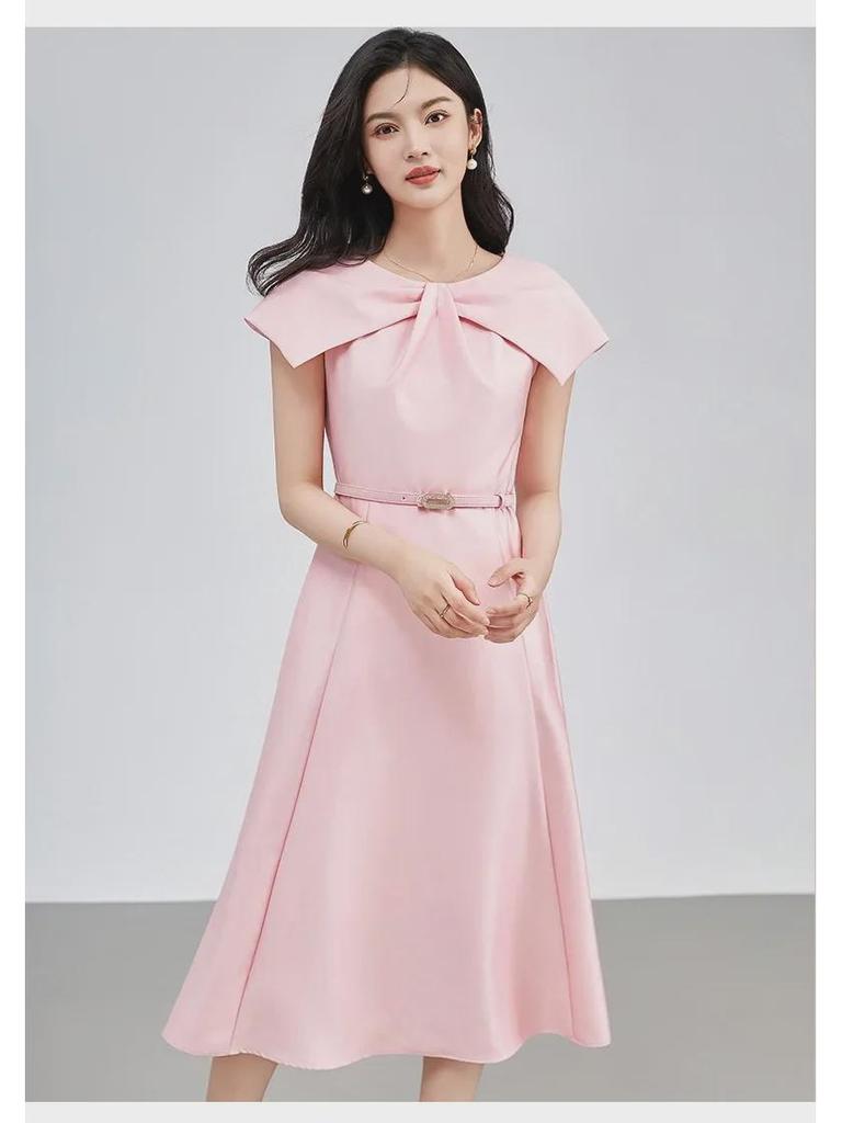 Elegant French Fashion Cape Sleeve Slim Dress