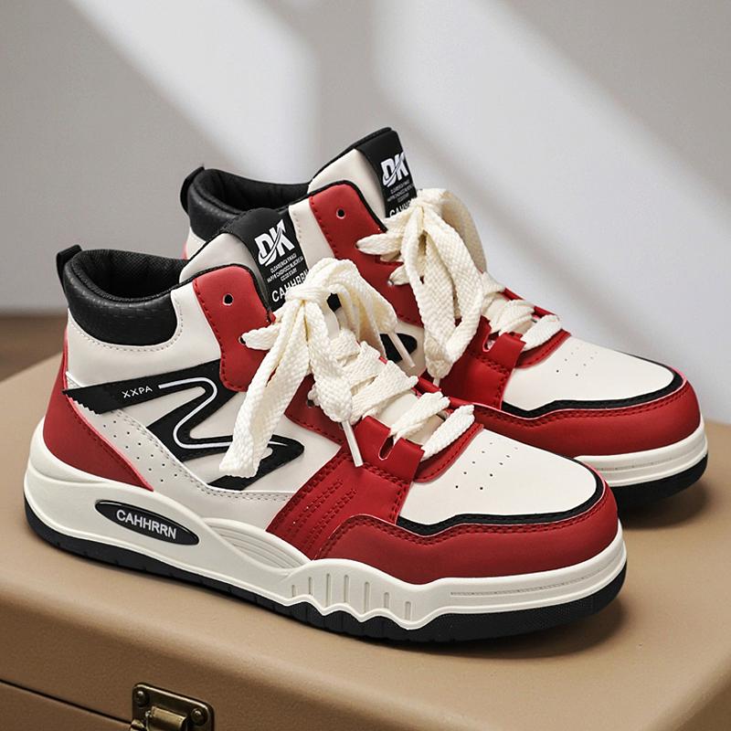 High-top men s shoes autumn and winter 45 large size medium-top casual board shoes men s students and teenagers leather sneakers 39 standard sneaker size