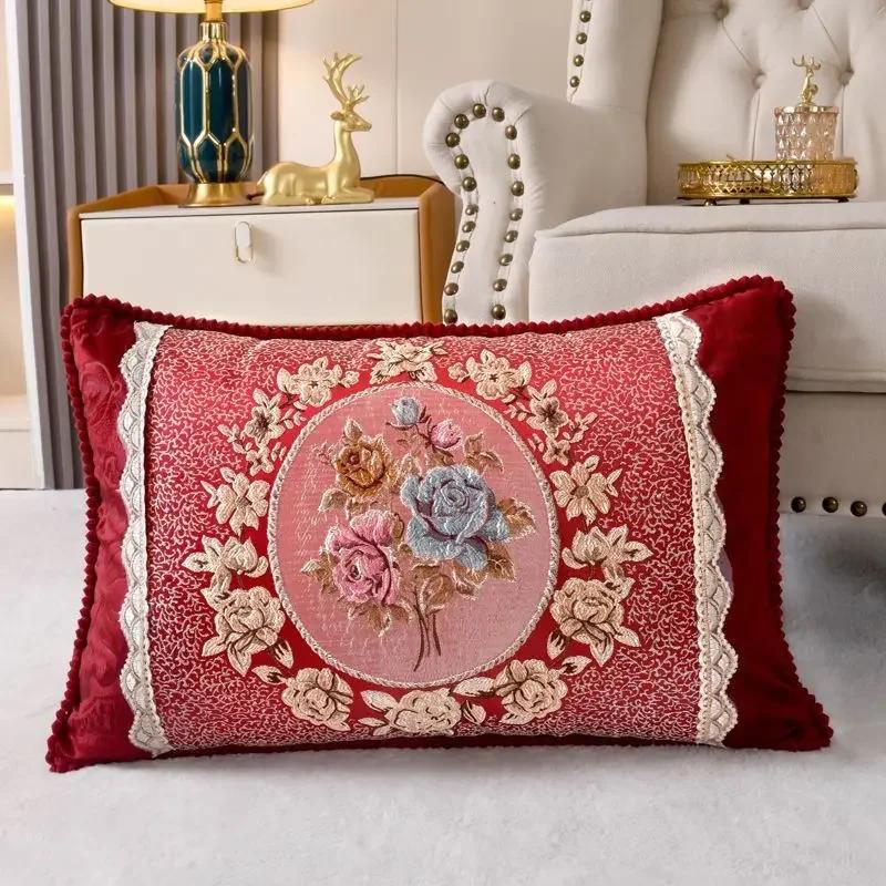 

1piece Vintage Embroidery Pillow Cover Home Sofa Decoration Pillow Rectangular Cushion Cover Soft and Washable Waist Pillowcase 30x50cm pillowcase