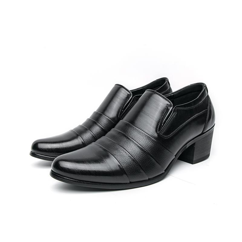 

Мужские туфли на высоком каблуке с острым носком, деловые офисные формальные туфли слипоны, туфли-лифты, увеличивающие рост, кожаные туфли 40