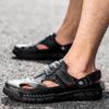 Plus Size Sandals Men's Pump Summer Breathable Genuine Leather Fashion All-Matching Slippers Driving Outdoor Beach Shoes