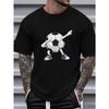 European Sizes New Cartoon Soccer Figure Print Men'S Casual Crew Neck T-Shirt, Soft Slight Stretch, Summer Sporty Style, Regular Fit