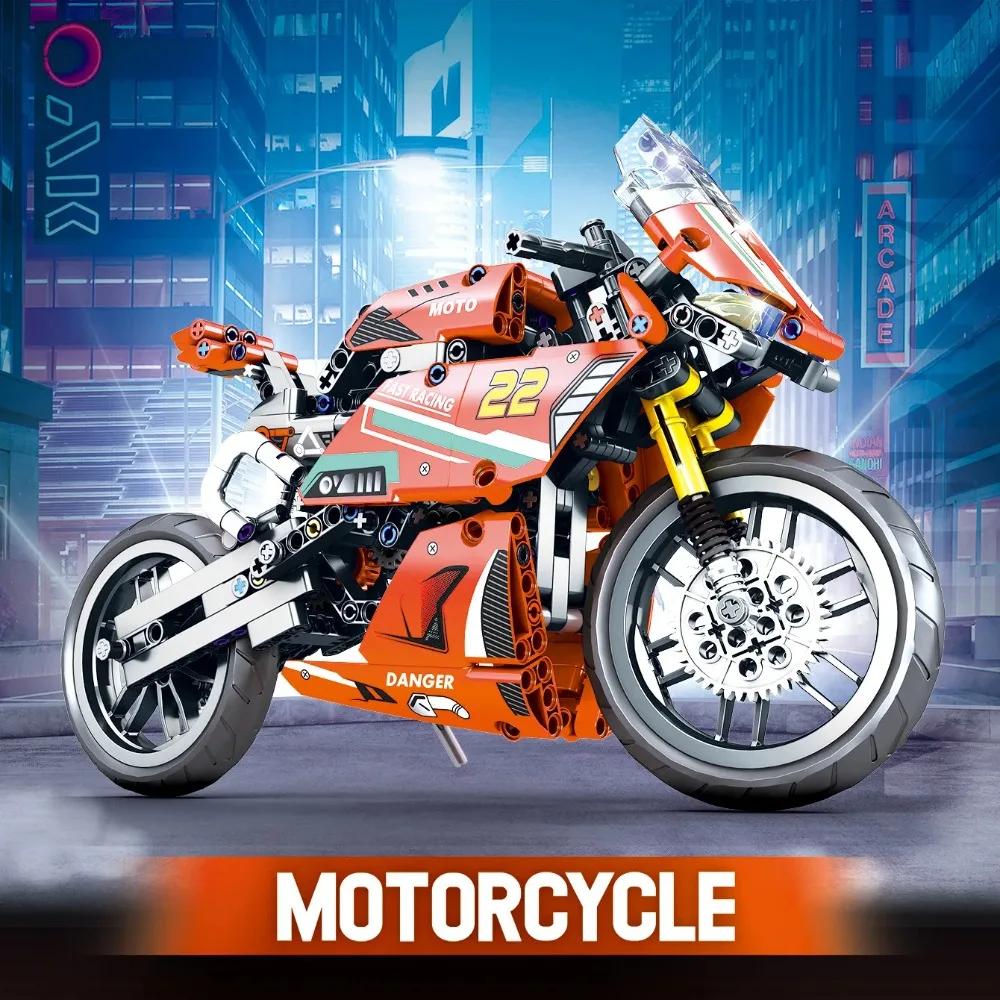 City Tech Motorcycle Car Model Building Blocks City Sports Rapid Racing Motorbike Model Bricks Toy For Childrens Gift