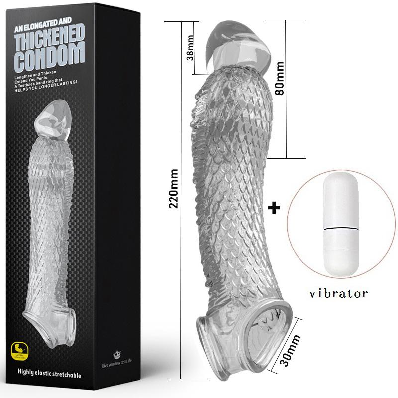 Extend Penis Enlargement Sleeve Vibrator Cock Ring Reusable Condoms Sex Toys for Men G Spot Vibrating