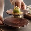 Home Living Room Walnut High Footed Fruit Plate Solid Wood Dried Fruit Plate Snack Plate Living Room Countertop Decoration